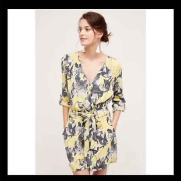 Anthropologie Elevenses Romper Somerset Yellow Floral - Picture 2 of 10
